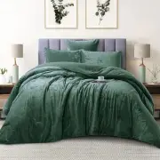Morgan and Reid Sage Velvet Crushed Snuggle Fleece Comforter Set