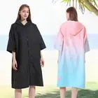 Changing Robe with Hood Microfiber Towel Poncho Robe with Zipper Short moOUi