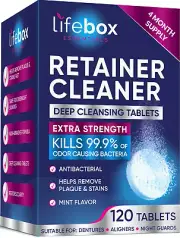 Retainer Cleaner Tablets - 120 Denture Cleaning Tablets & Aligner Cleaner - Remo