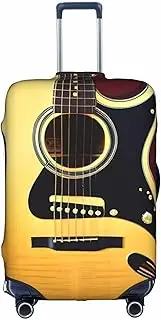 [Pvinnk] Note Guitar Print Protective Luggage Cover Elastic Washable Suitcase Protector Travel Gear Protector, White, Large