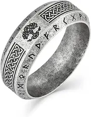 [Raymard] Vintage Celtic Knot Band Rings for Men,Stainless Steel Norse Viking Tree of life Rings, Size 7-12