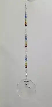 60mm Swarovski Crystal Octagon Suncatcher made with Swarovski, Rainbow / Chakra