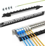 Enmane 24Port Blank Keystone Patch Panel 1U 19" for Rackmount & Wall Mount STP&UTP with Cable Support Bar