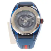 在飛比找蝦皮購物優惠-GUCCI 古馳腰包 手錶SYNC石英YA137104皮革藍