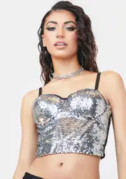 Strike A Pose Sequin Bustier Top