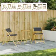 Folding Bistro Set with Cream White Cushions Dining Set 3 Piece Bamboo vidaXL