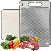 LEFAFA Stainless Steel Cutting Board, Double Sided Chopping Board for Kitchen, Scratch Resistant Mesh Design with Juice Groove, Wheat Straw Large Cutting Board, Dishwasher Safe (Diamond pattern)