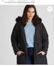 Autograph WovenLong Line Belted Puffer Coat Black Size 20