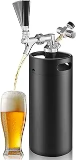 128oz Mini Keg Growler Beer Tap Dispenser System, 3.6L Pressurized Stainless Steel Draft Beer Dispenser, Mini Kegerator Beer Dispenser for Home