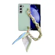 For Samsung Galaxy Z Fold4 5G Leather Phone Case With Metallic Paint And Scarf Bracelet