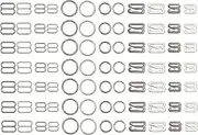 Tupalizy 120PCS Bra Strap Hooks for Sewing Bikini Halter Swimsuit Tops Lingerie Rings Metal Bathing Suit Clips Clasp Adjustment Slider for Slip Dress, 3 Styles, 8mm and 12mm, Silver and Metallic Black, Silver, Metallic Black, 8mm, 12mm
