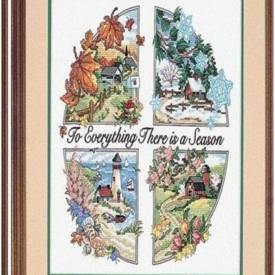 WhimsiStitch: All-Season Delight Cross Stitch Kit, 14'' W x 14'' H, White