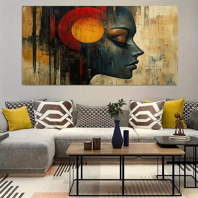 Bold Geometric Shapes & Bold Colors Unframed Canvas Painting for Living