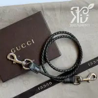 在飛比找蝦皮購物優惠-Outlet正品 GUCCI 包包外掛鏈 鑰匙扣 全皮編織 