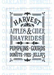 Harvest Fall STENCIL for Painting Wood Signs Wall Fabric Reusable Large Vertical