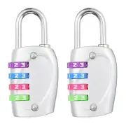 Combination Lock, 2Pcs 4 Digit Padlock Locker Lock, Silver with Colorful Wheel