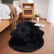 Soft Faux Sheepskin Fur Rug 2x4 Black Fluffy Rug Bedside Rug Plush Rug Shag N...