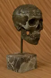 Signed: Milo Bronze Statue Skull Skeleton thinker statue Made by Lost Wax Decor