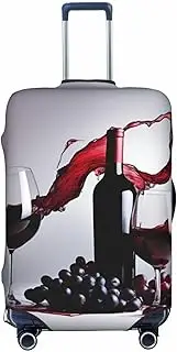 [CADREWY] Red Wine Print Travel Suitcase Cover Luggage Protector with Elastic Anti Scratch for Carry On, Black, Small