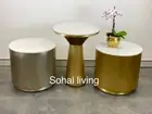NEW Brass Side Table with Marble Top