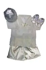 Infant Christening Baptismal Outfit White Short Sleeve Organza Barong Tagalog