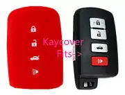 RED 4 BUTTON SILICONE CAR KEY COVER FOR TOYOTA CAMRY KLUGER AURION RAV4