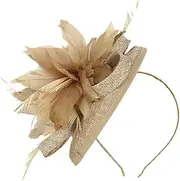 [SAFIGLE] Fascinators for Women Flower Headband Hat Elegant Hair Fascinators for Women Dressy Tea Party Hat Golden