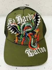 NWT Ed Hardy Baseball Hat Cap Trucker Snap Back Dragon Tattoo Olive One Size