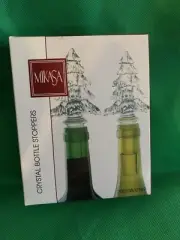 NIB MIKASA Wine Bottle Stoppers Austrian Crystal Christmas Tree In Original Box