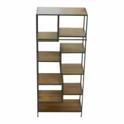 SERPENTINE ZIGZAG SOLID MANGO BOOKCASE BOOKSHELF DISPLAY CABINET RUSTY CHARCOAL