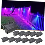 12-Pack 1800mAh Outdoor Solar Fence Lights - 12-pack 7 colors+Warm White