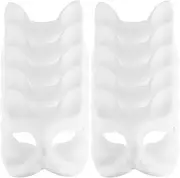 Ipetboom 10Pieces Cat Mask, Fox Mask Blank Paintable Masks, Masks White Cat Masks Blank DIY Halloween Mask, Blank DIY Masks Animal Masks for Masquerade