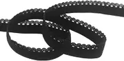 5 Yard 3/8" 10mm Picot Loop Edging Decorative Frilly Lace Trim Elastic Spandex Band Lingerie Dress DIY Sewing Craft (Black)