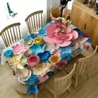 Paper Flowers 3D Tablecloth Table cover Cloth Rectangle Wedding Party Banquet