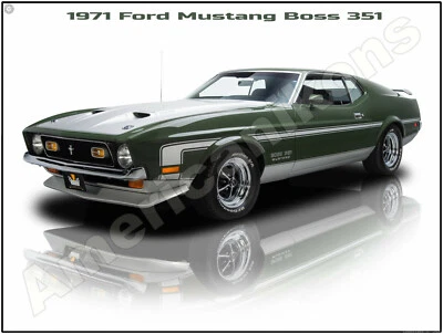 1971 Ford Mustang New Metal Sign: Pristine Restoration - Boss 351 Ram Air