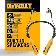 DEWALT 2-in-1 Neckband Bluetooth Headphones w/Built-in Speakers, Jobsite Wearable Speaker & Around Neck Headphones, Wireless Bluetooth Headset, 60+ Hrs, Hands-free Music & Calls, Carry Pouch Included