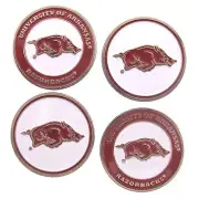 ARKANSAS RAZORBACKS 2 SIDED LOGO GOLF BALL MARKERS "SALE TODAY" 4 PACK SPECIAL