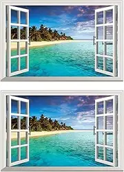 Mellisso 2X 3D Ocean Nature Sea View Mural Window Home Decor Sticker Room Picture Poster Art