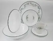 ❤️ 21-pc Corelle CALLAWAY DINNERWARE SET + Serving Bowl GREEN IVY Swirled Rims