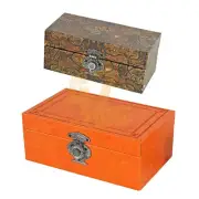 S/2 Nesting Print Boxes Dusk Orange Brown Indoor Outdoor Tabletop Home Decor