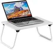 Folding Lap Desk, Ruxury Laptop Stand Bed, Breakfast Serving Tray, Portable & Lightweight Mini Table, Lap Tablet Desk for Sofa Couch Floor - White