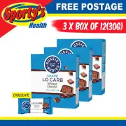 AUSSIE BODIES LO CARB WHIP'D PROTEIN BARS 3 BOXES OF 12, 36 X 30G CHOCOLATE