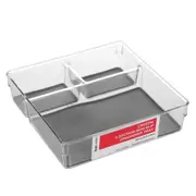 2x Non Slip Storage 3Sections Organiser Tray Container 22cm Basket Clear Plastic