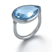 Baccarat RING PEAR LARGE SIZE SILVER LIGHT BLUE CRYSTAL 2812012