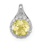 Sterling Silver Rhodium White Topaz u0026 Lemon Quartz Circle Pendant