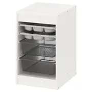 TROFAST storage combination w boxes/trays, white grey/dark grey, 34x44x56 cm
