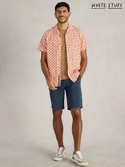 White Stuff Red 100% Cotton Hayle Fan Geo Printed Shirt (F97329) | $104