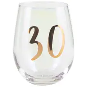 Rainbow Stemless 30th Wine/Alcohol Glass 600ml Birthday Drinking Drinking Cup
