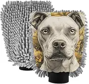 XYMZR Absorbent Microfiber Car Wash Mitt Dog Face Flower, Funny Cute Anime Scratch Free for Cars Cleaning, Home Cleaning Mitts, 2 Pack, 10.24” L x 7.09” W