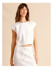 [Piper] European Linen Extended Shoulder Top in Assorted